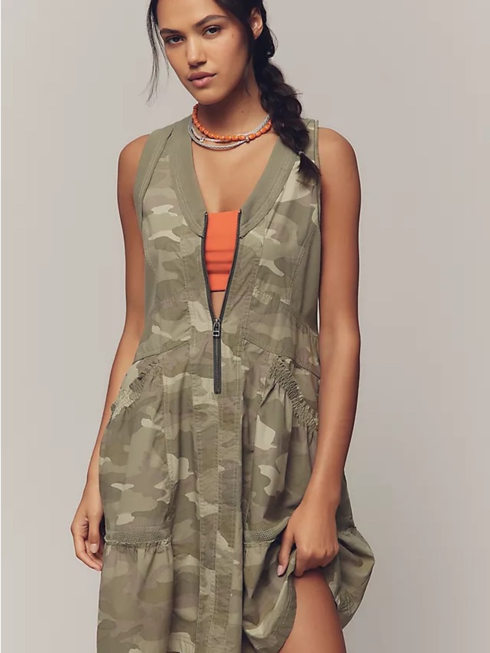 Daily Practice Anthropologie Camo Trek Utility Mini Dress Size M